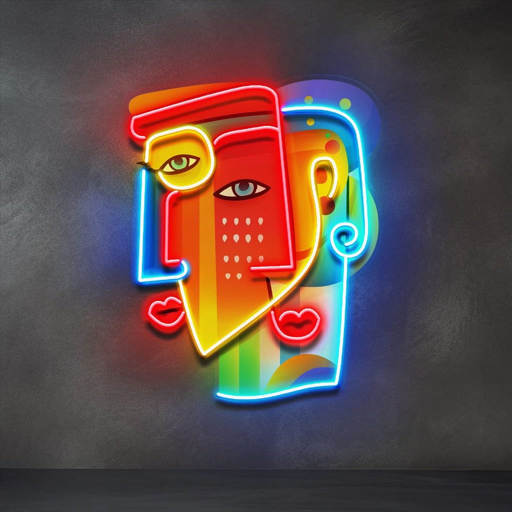 Two Colorful Women Portrait Abstract Art LED Neon Sign Light Pop Art - Image 4
