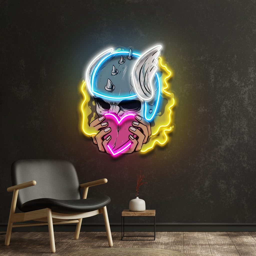 Amor Head Skull LED Neon Sign Light Pop Art - Image 3