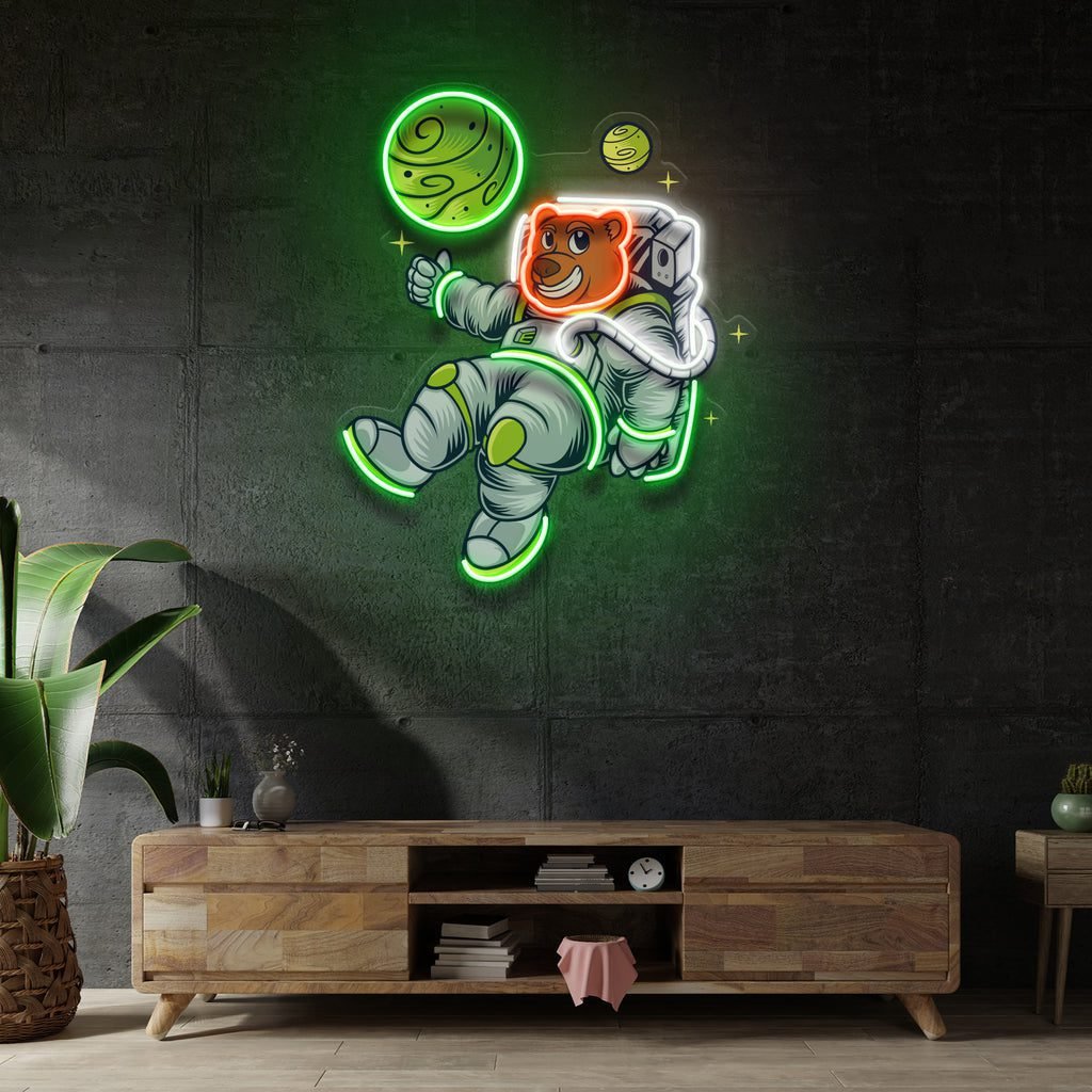 Bear Space LED Neon Sign Light Pop Art