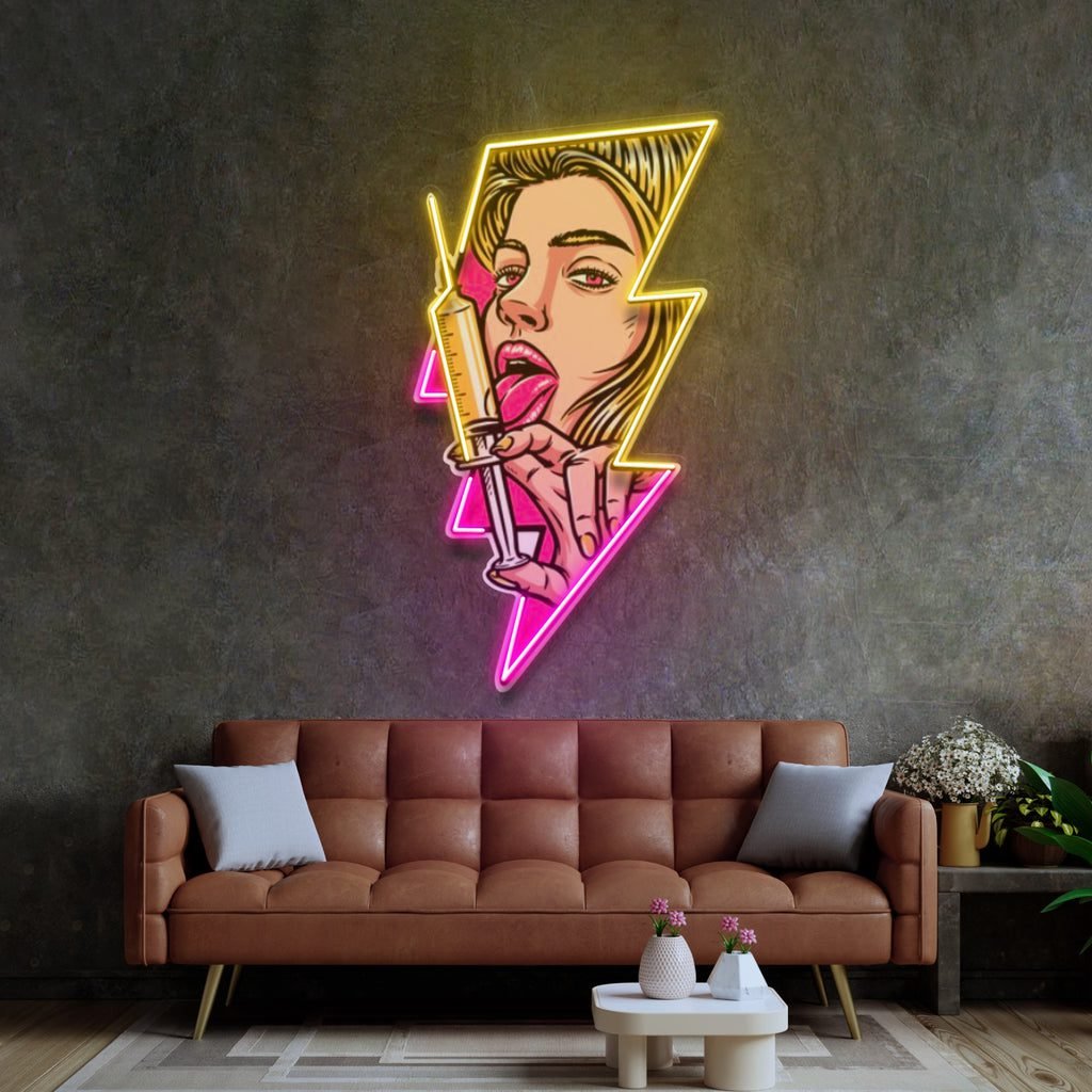 Beautiful Woman Is Holding An Injection LED Neon Sign Light Pop Art Sale price$177 Regular price$295 Save 40% - Image 3