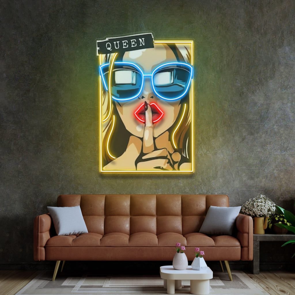 Cartoon Girl in Sunglasses LED Neon Sign Light Pop Art - Image 4