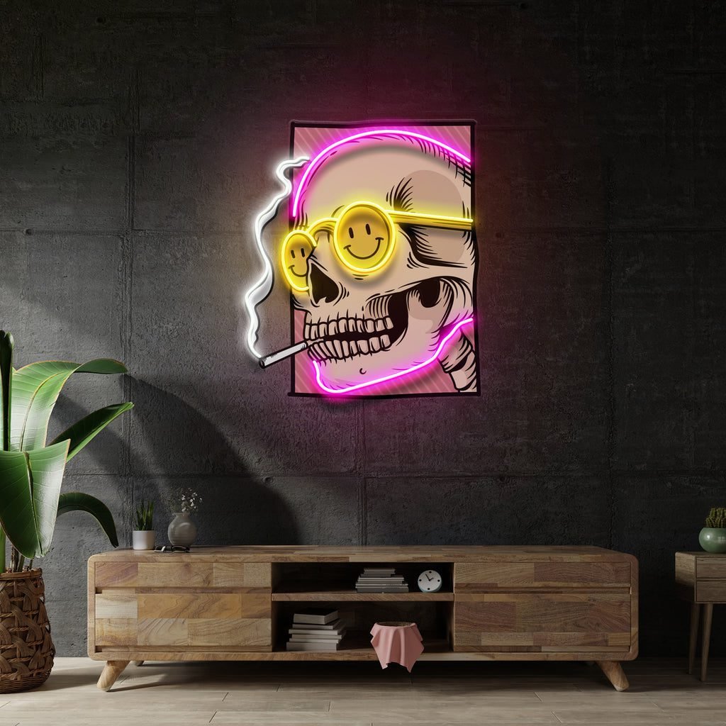 Cigarette Skull LED Neon Sign Light Pop Art - Image 3