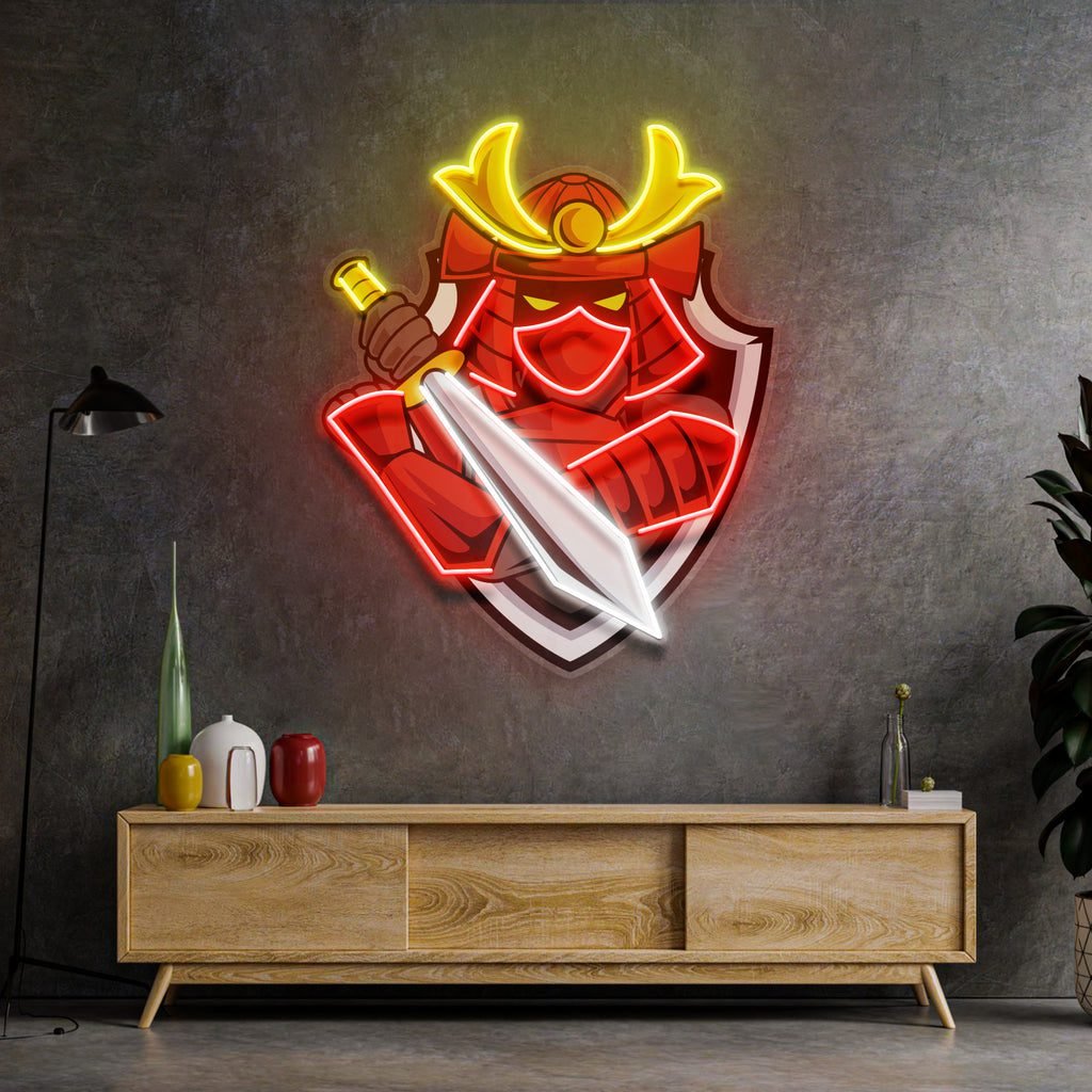 Samurai Mascot LED Neon Sign Light Pop Art - Image 3