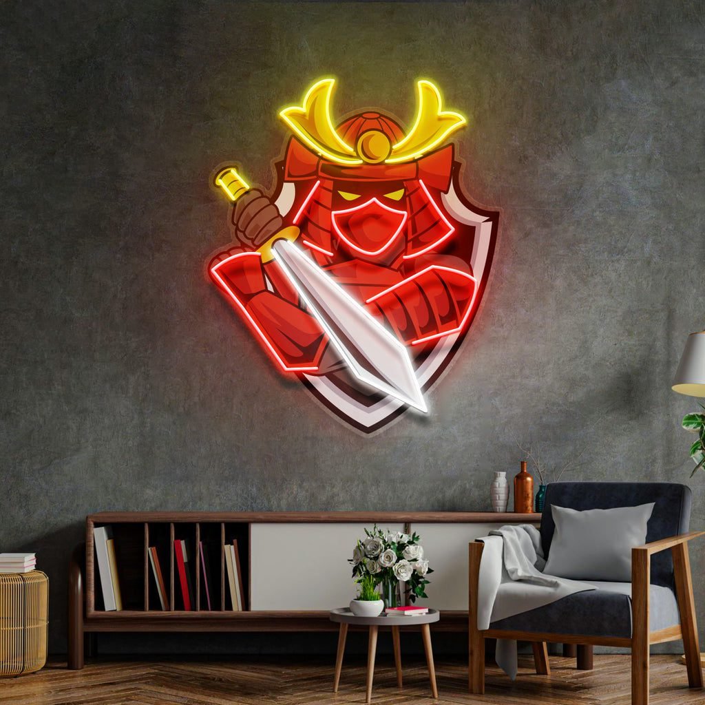 Samurai Mascot LED Neon Sign Light Pop Art - Image 2