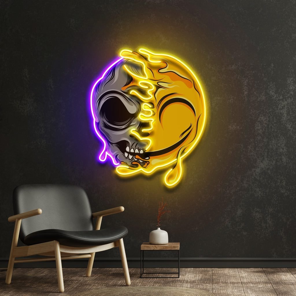Smile Emoji Skull LED Neon Sign Light Pop Art - Image 3