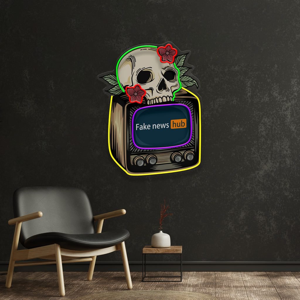 Television Skull Vibe LED Neon Sign Light Pop Art - Image 4