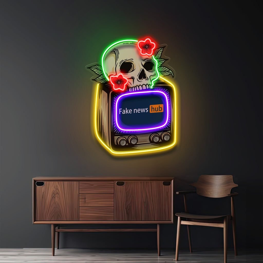 Television Skull Vibe LED Neon Sign Light Pop Art - Image 2