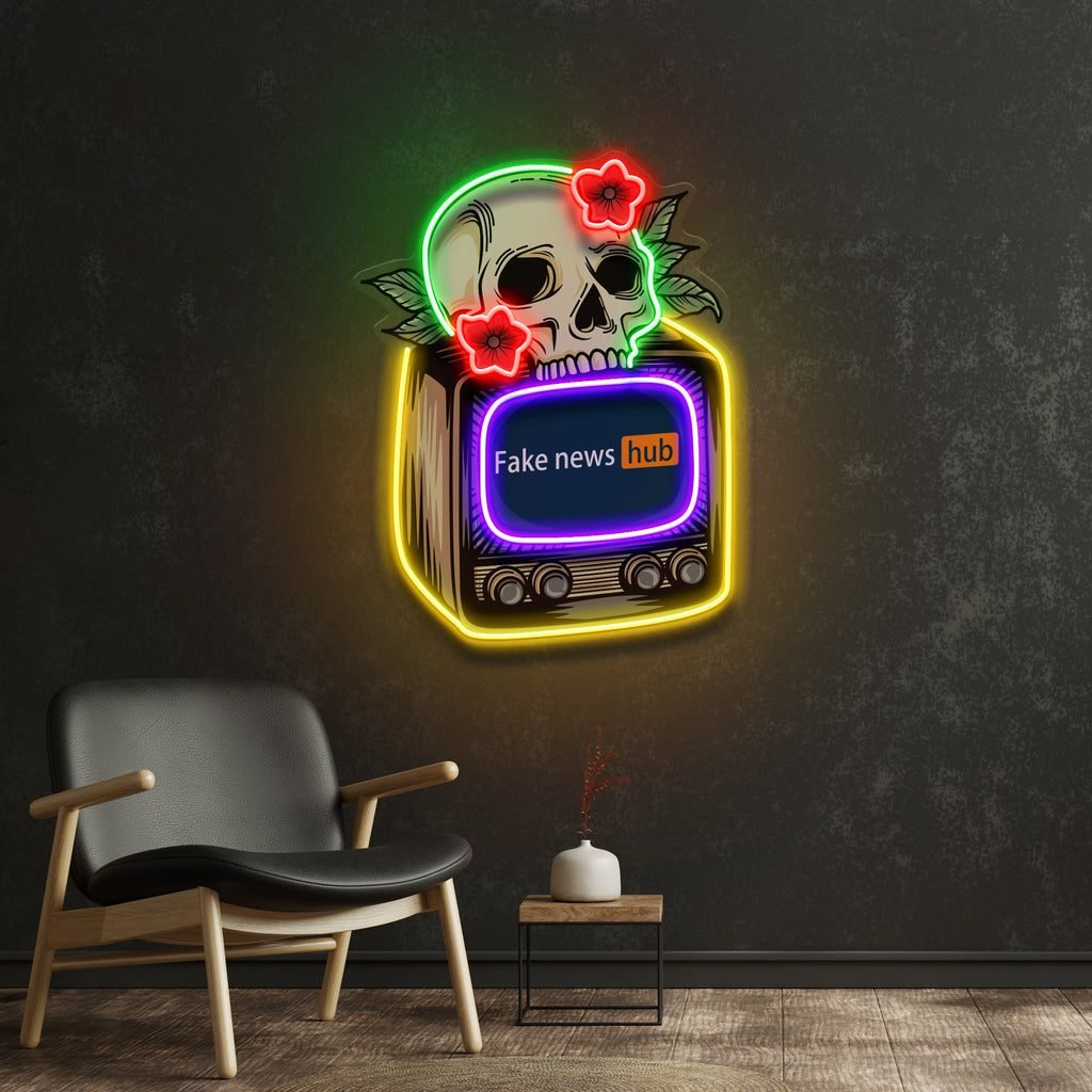 Television Skull Vibe LED Neon Sign Light Pop Art - Image 3